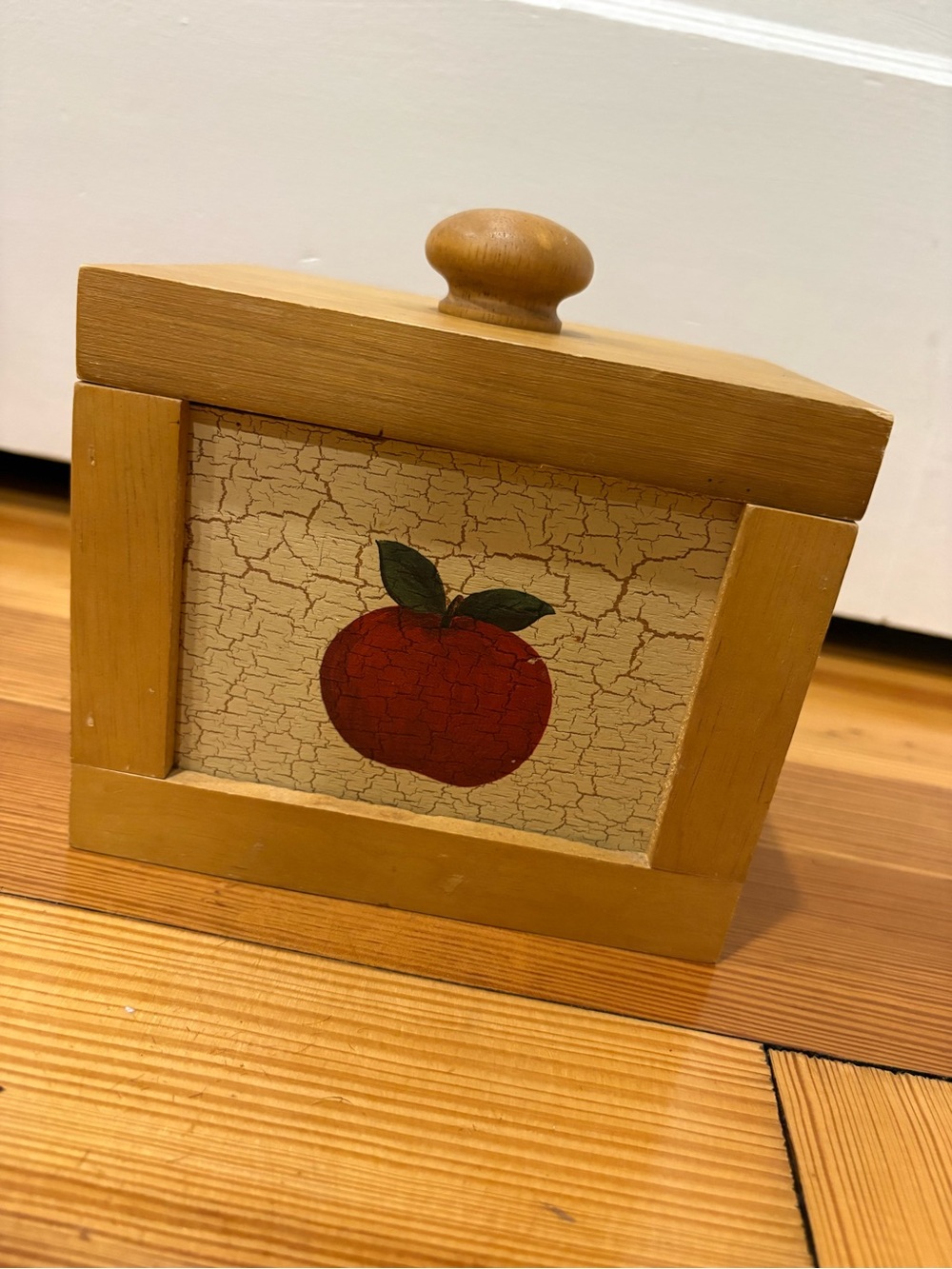 Wooden Recipe Card Box, Red Apple Kitchen Canister, Cottagecore, country kitchen
